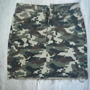 Bershka, camo denim, bodycon extra small skirt